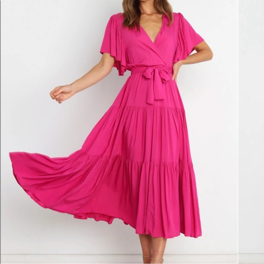 Petal & Pup Barker dress, layered boho, pink maxi